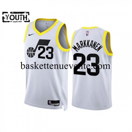 Maillot Basket Utah Jazz Lauri Markkanen 23 Nike 2022-23 Association Edition Blanc Swingman - Enfant